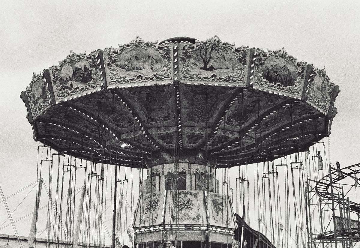 amusement park grey carousel grey